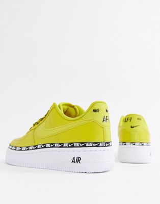 nike yellow air force 1 swoosh tape sneakers
