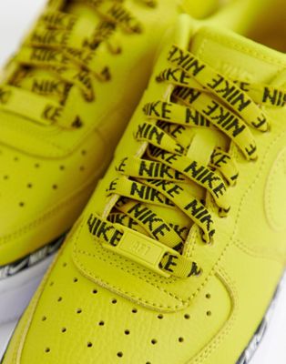 nike yellow air force 1 swoosh tape trainers