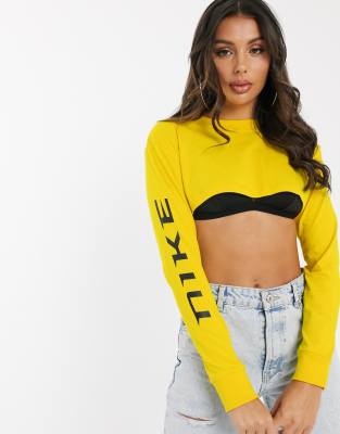 yellow nike crop hoodie