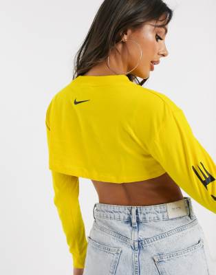 nike crop top yellow