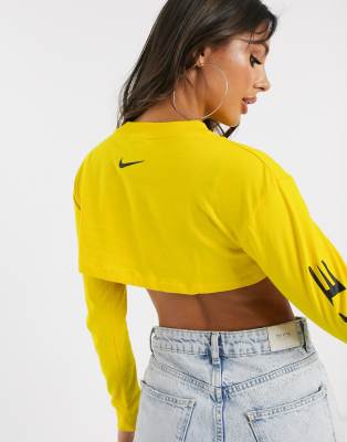 yellow nike crop top