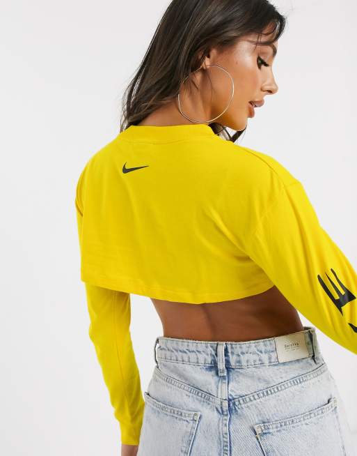 Nike crop top yellow sale