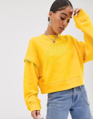 yellow nike crop hoodie