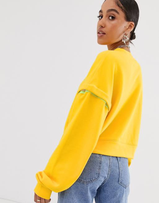 Nike Yellow Popper Crop Sweatshirt