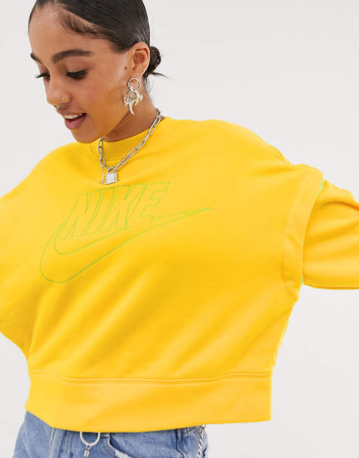 Yellow nike crop store hoodie