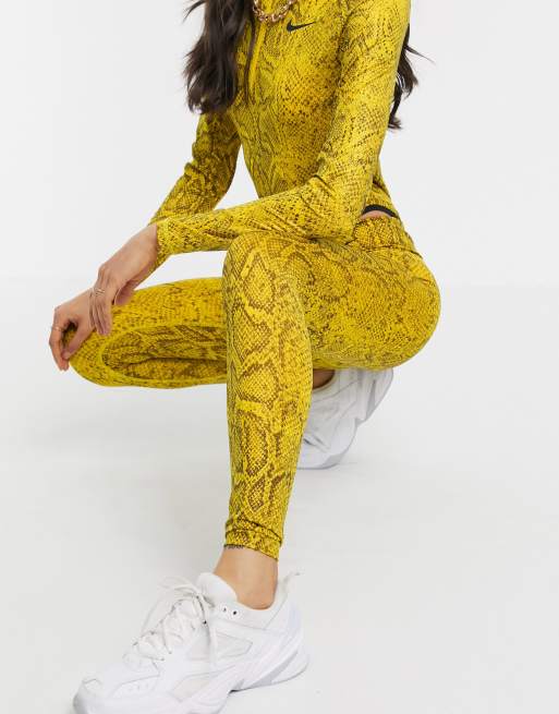 Nike yellow snake Print high waist leggings