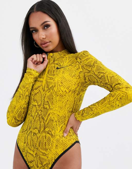 Yellow Scuba Long Sleeve Contrast Zip Bodysuit