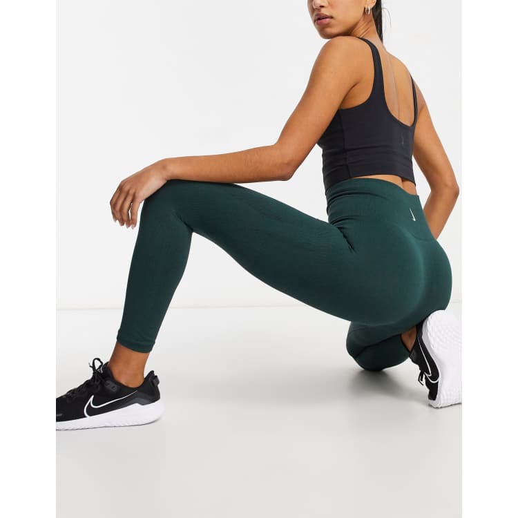 7/8 Seamless Dynamic Yoga Leggings - Dark Green