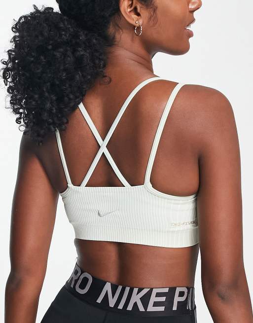 Nike Yoga Adv Indy Seamless light support sports bra in off white and mint