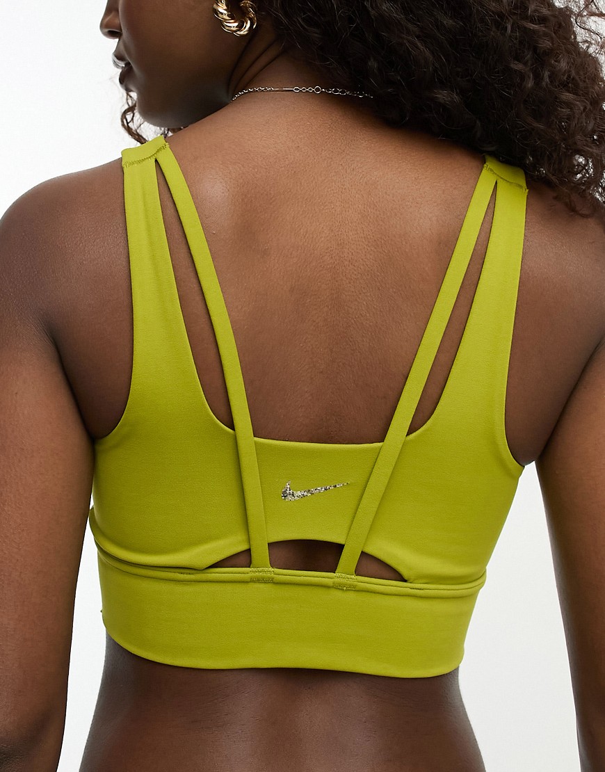 Nike Yoga Alate Dri-Fit light-support sports bra in brown-Green