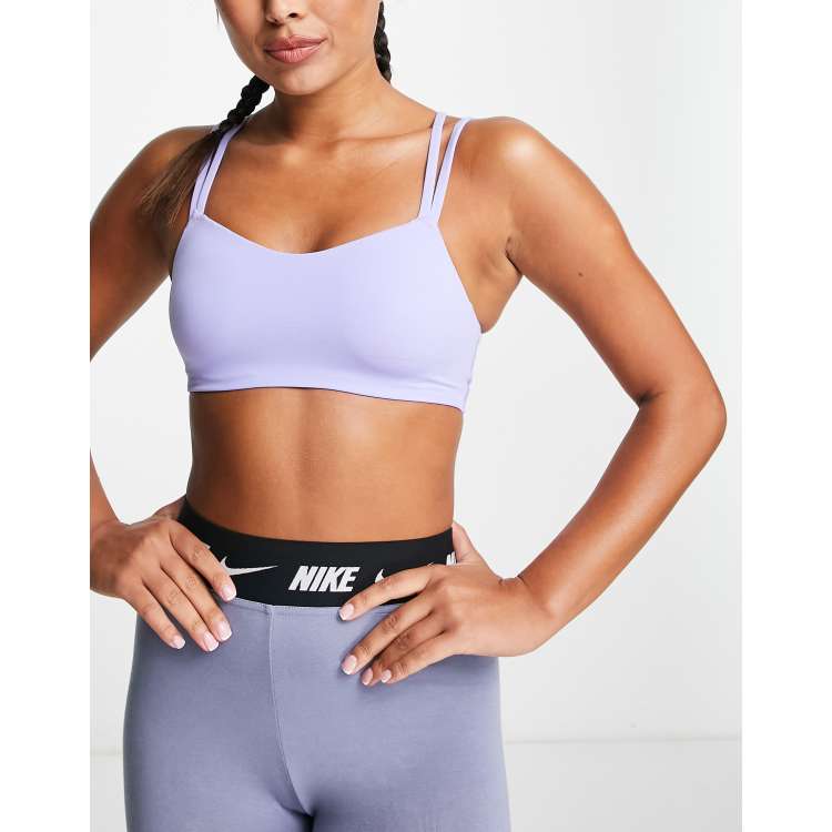 Nike Yoga Alate Luxe strappy light support sports bra in lilac