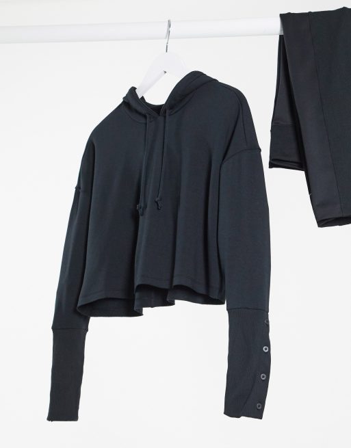 Nike training yoga luxe cropped hoodie in black new arrivals