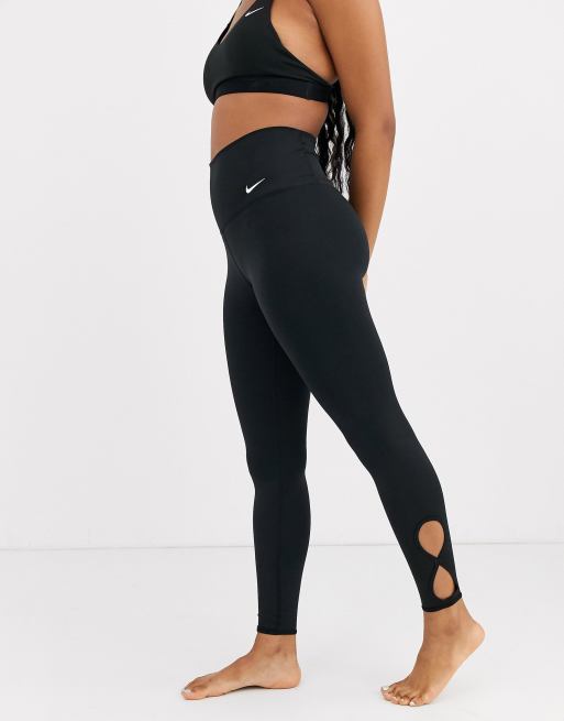 NEW Nike Yoga Core Cutout 7/8 Leggings size L Black