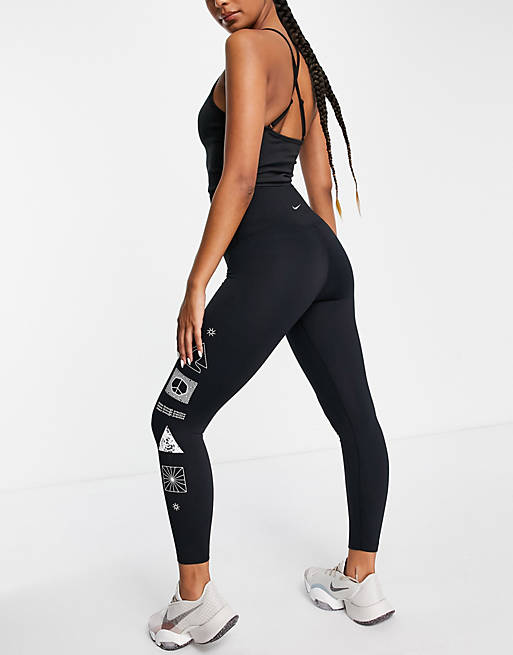 Nike Yoga Dri-FIT 7/8 high-rise graphic leggings in black