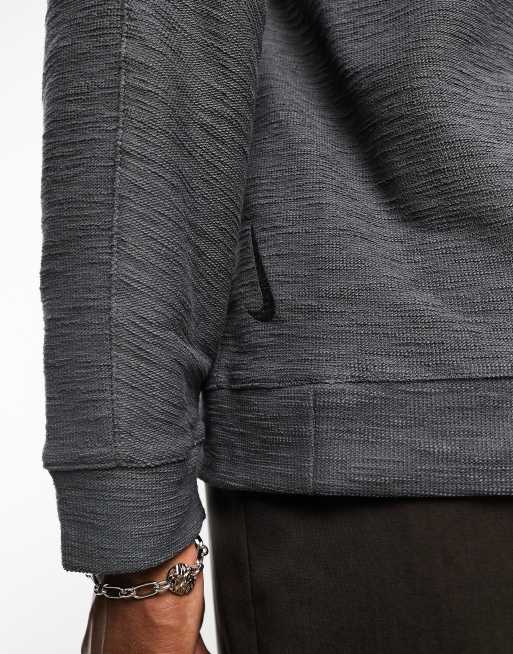 Nike Yoga Dri-FIT Essential Fleece crew neck sweatshirt in gray, 2 of 4