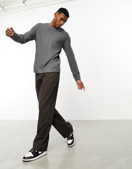 Nike Yoga Dri-FIT Essential Fleece crew neck sweatshirt in gray, 4 of 4