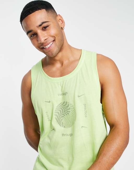 Nike Yoga Dri-FIT Festival graphic logo tank top in lime