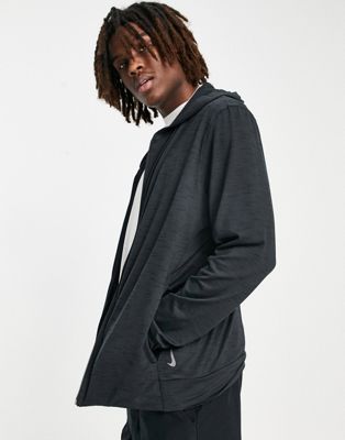 Nike Yoga Dri-FIT full zip fleece hoodie in off black