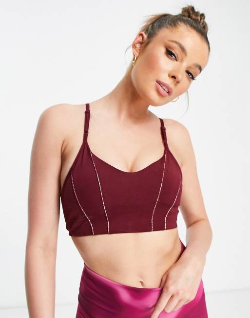 AIYIHAN Yoga Sport Bra Large Burgandy Strappy Back Pull Over