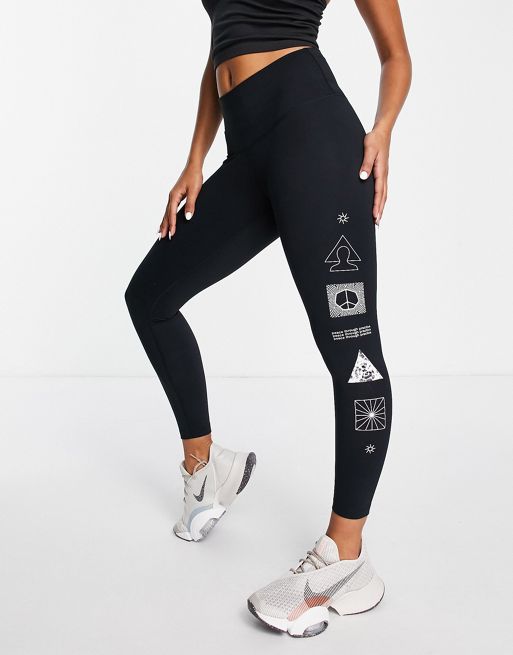 Nike - Leggings a vita alta neri con logo in vita