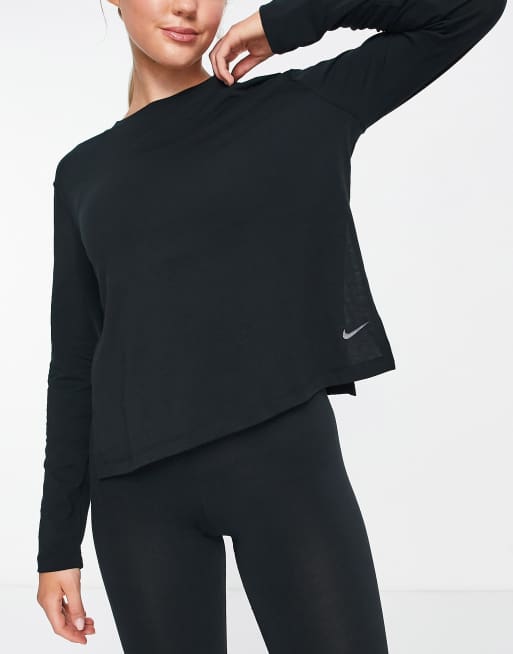 Nike Yoga Dri-FIT split-detail t-shirt in black