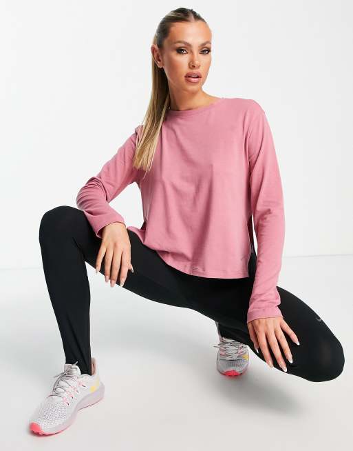 Nike Yoga Dri Fit Long Sleeve T-Shirt Pink