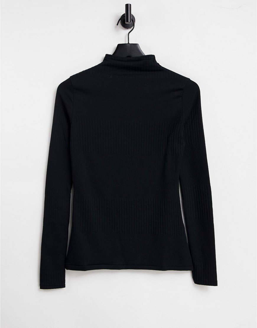 Nike Yoga Dri-FIT Luxe ribbed mock neck long sleeve top in black