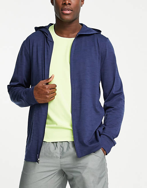 Nike Yoga - Dri-FIT - Marineblå fleece-jakke med gennemgående lynlås