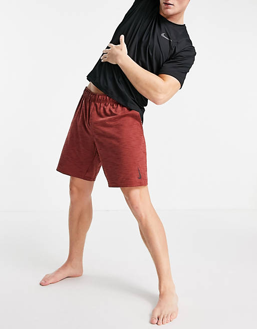 Nike Yoga Dri-FIT shorts in red marl