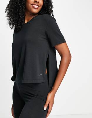 Nike Yoga Dri-FIT split-detail t-shirt in black