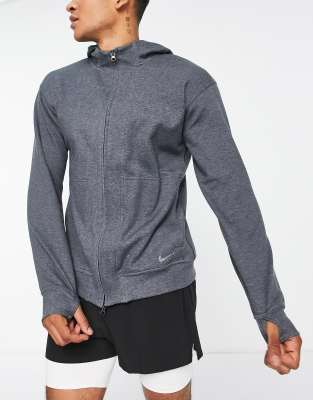 Nike Yoga Dri-FIT zip through fleece top in dark grey - ASOS Price Checker