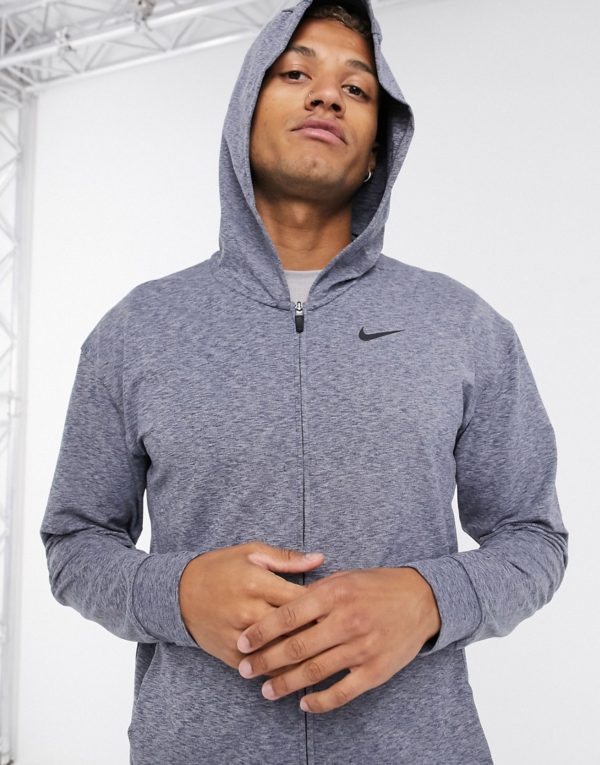 Nike Yoga - Felpa con cappuccio e zip blu navy