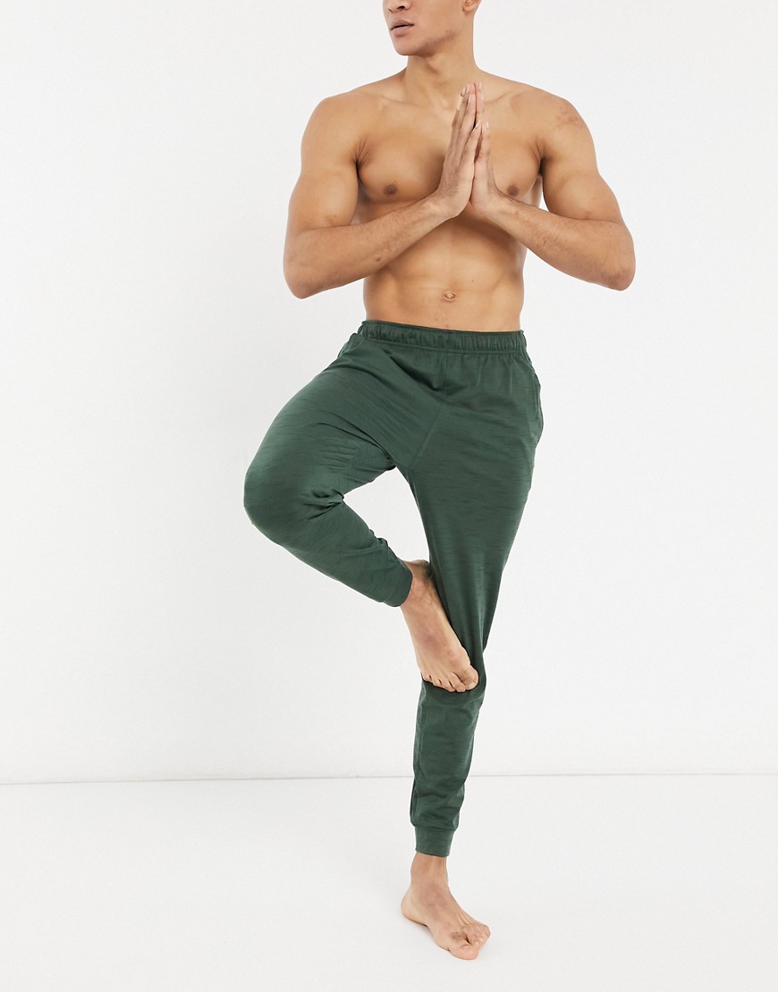 Nike Yoga Hyperdry fleece sweatpants in khaki-Green