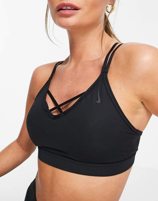 Nike Yoga Dri Fit Indy Light Graphic Sports Bra Black