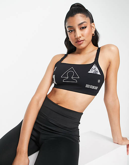 Nike Yoga Indy GRX Dri-FIT light support suports bra in black