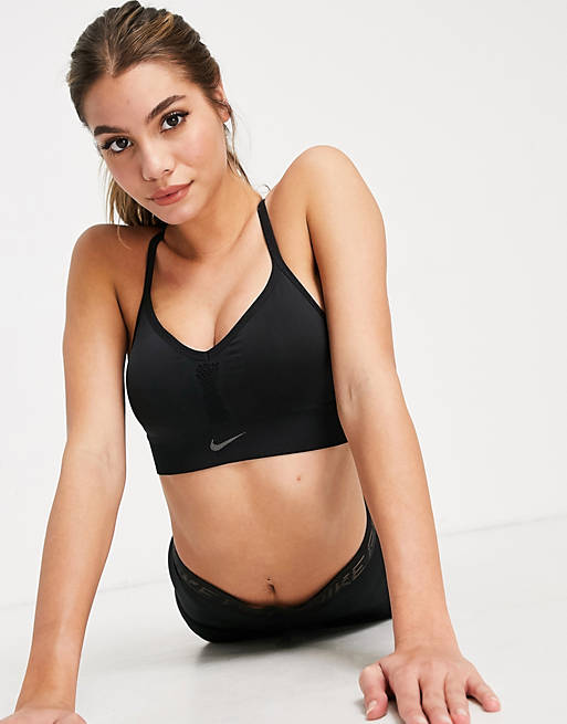 Nike Yoga Indy light support seamless sports bra in black