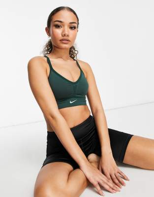 Nike Nike Yoga Indy Luxe Light Support Lace Sports Bra in Green