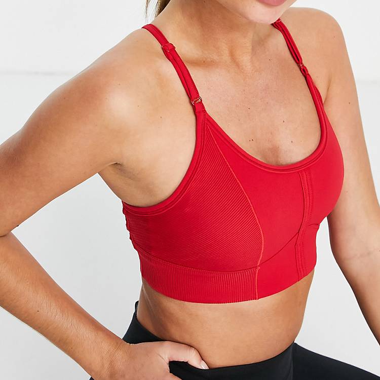 Nike Yoga Indy light support strappy sports bra in red