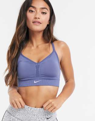 Nike Yoga Indy seamless bra in blue | ASOS