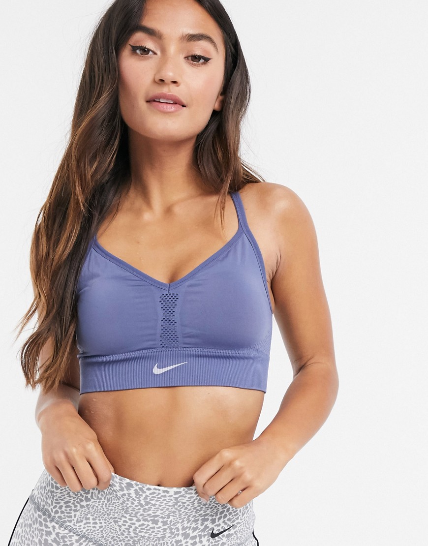 Nike Yoga Indy seamless bra in blue
