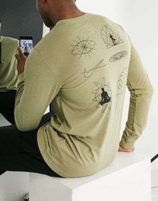 Nike Yoga long sleeve t-shirt with back print in stone - ASOS Price Checker