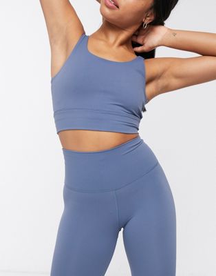 Nike Yoga luxe crop top in blue grey | ASOS