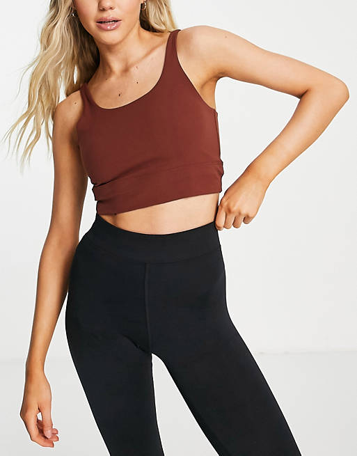  Nike Yoga Luxe crop top light support sports bra in brown 