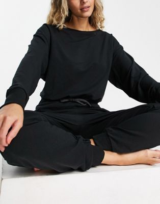 Nike Yoga Luxe Dri-FIT Novelty relaxed fit jumpsuit in black