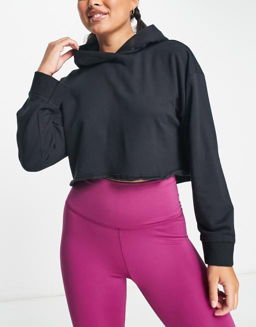 Nike Mini Swoosh Plush long sleeve top in black