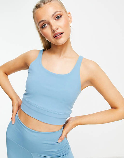 Nike Yoga luxe light support cropped tank in blue