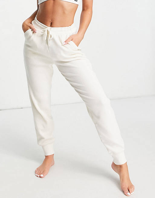 Nike Yoga Luxe waffle pants in off white