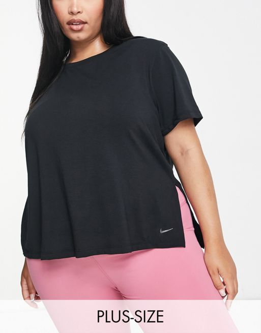 Nike Yoga Dri-fit Split-detail T-shirt In Black