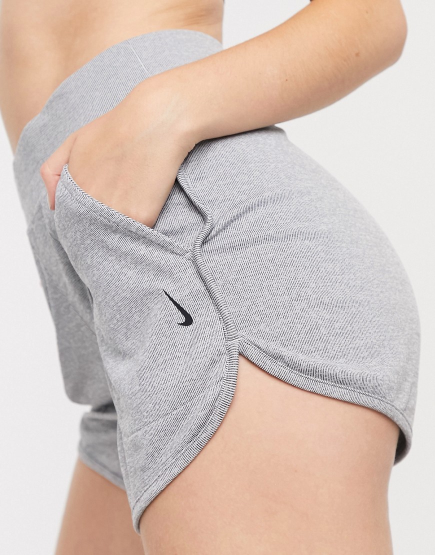 Nike Yoga Ribbed Shorts In Gray-grey