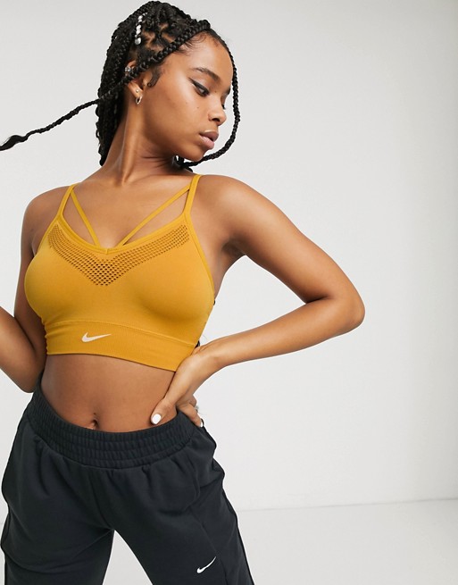 Nike Yoga seamless bra in gold
